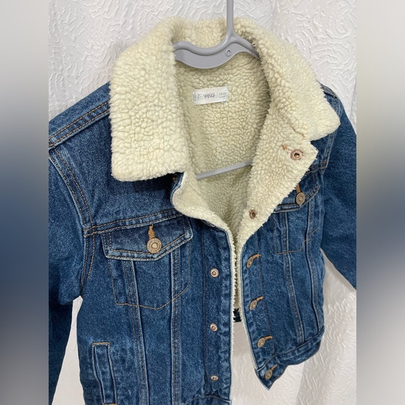 EUC Little boys MANGO sherpa denim jacket size 5-6 - Picture 1 of 5